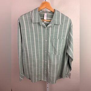 NWT Auden Green Striped Sleepwear Button-Up Top XS